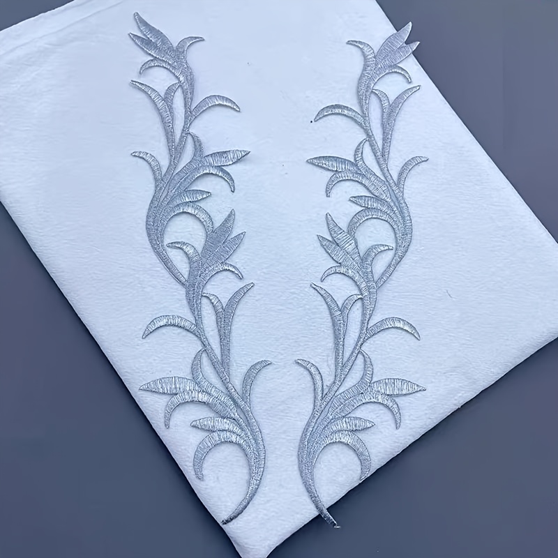 Embroidered Flower Patches, 1 Pair of Decorative Fabric Patches
